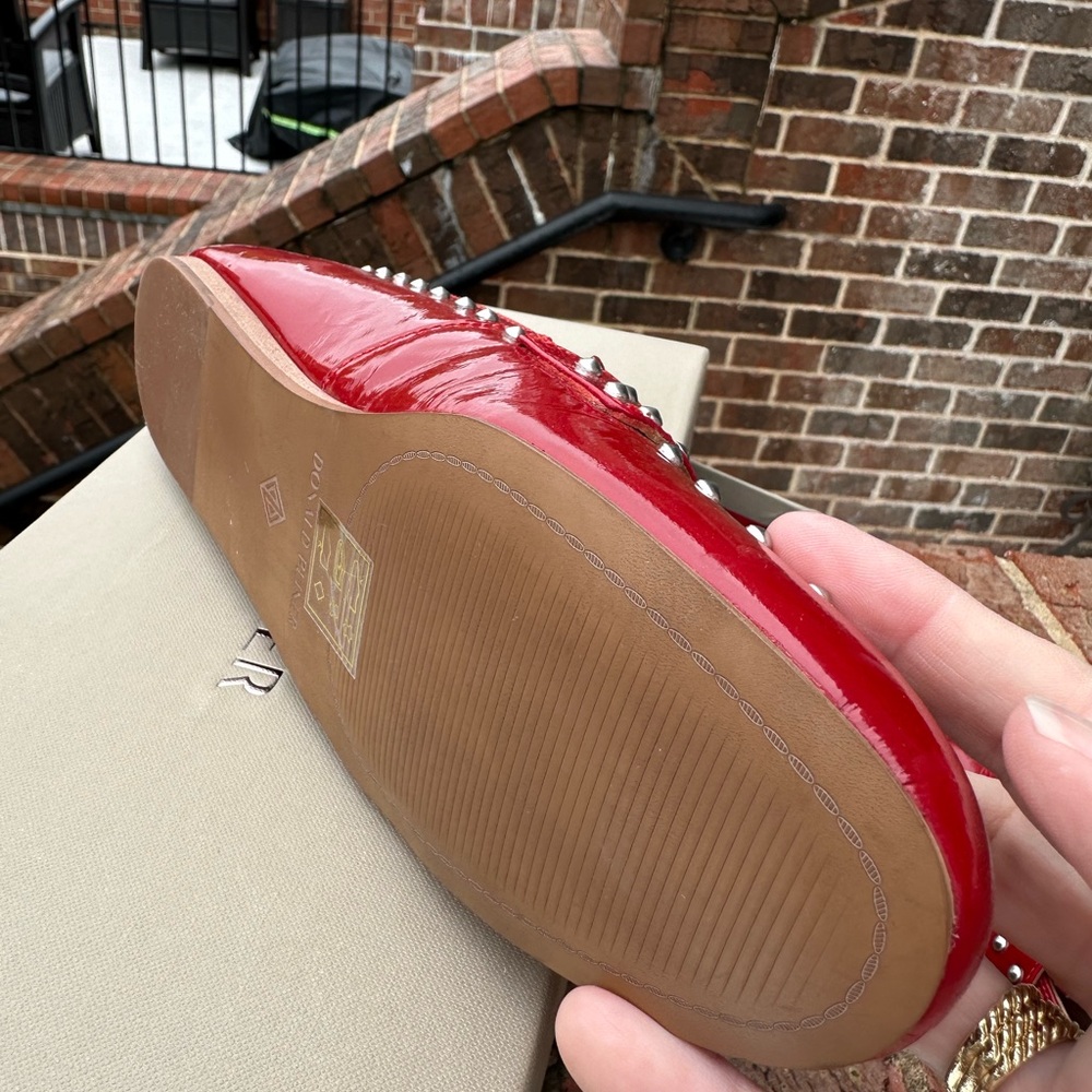 Donald J. Pliner Red Studded Patent Leather Loafers NWT - Picture 4 of 9